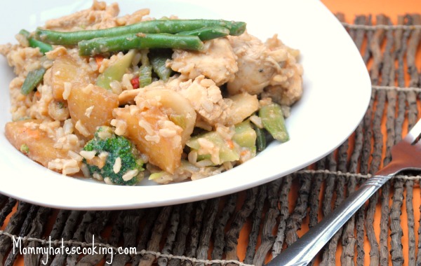pineapple and rice chicken stir fry