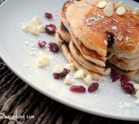 white chocolate cranberry pancakes