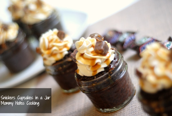 snickers cupcakes in a jar