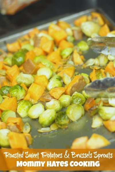 Roasted Sweet Potatoes & Brussels Sprouts I Mommy Hates Cooking