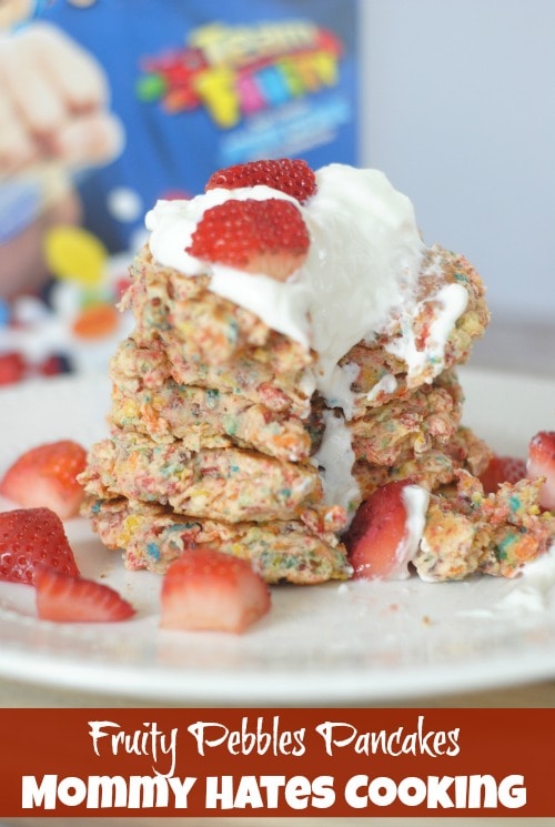 Pebbles Confetti Pancakes I Mommy Hates Cooking #TeamFruityPebbles