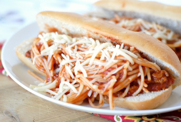 Spaghetti & Steak Sub Sandwiches I Mommy Hates Cooking #NewTraDish #Sponsored #Socialstars