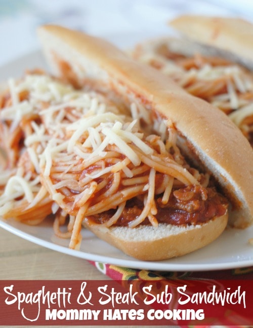 Spaghetti & Steak Sub Sandwiches I Mommy Hates Cooking #NewTraDish #Sponsored #Socialstars
