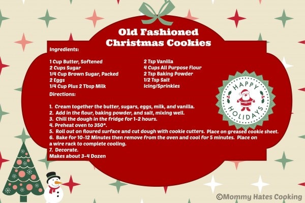 Old Fashioned Christmas Cookies Printable I Mommy Hates Cooking