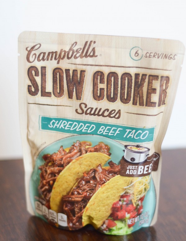 Slow Cooker Shredded Beef Tacos #CampbellsSauces #Sponsored