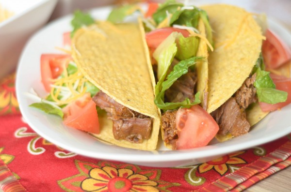 Slow Cooker Shredded Beef Tacos #CampbellsSauces #Sponsored