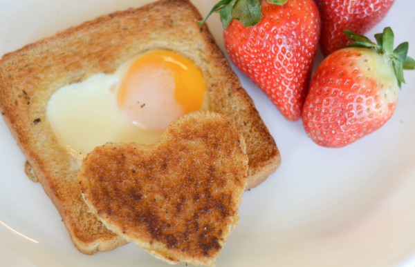 Heart Shaped Eggs in a Basket