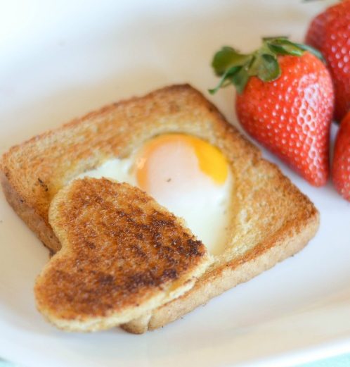 Heart Shaped Eggs in a Basket 