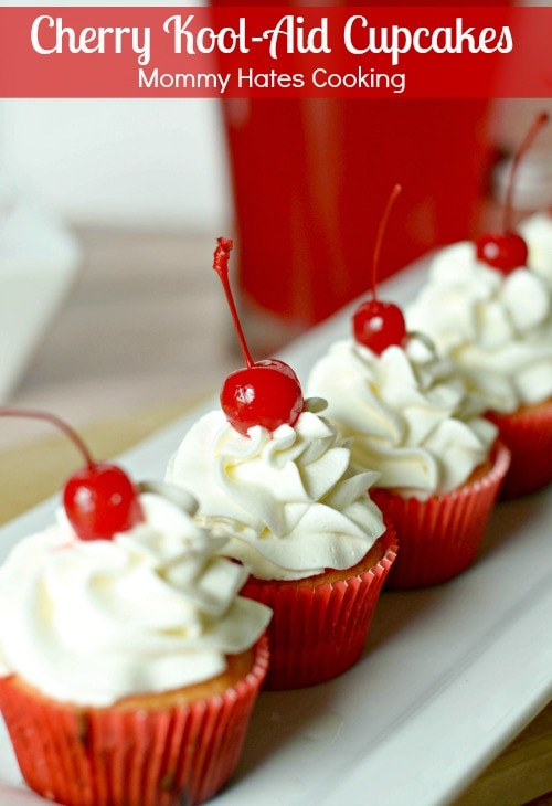 Cherry Kool-Aid Cupcakes #PourMoreFun #ad 