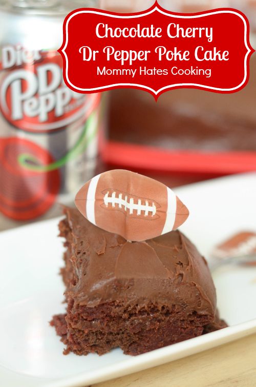 Chocolate Cherry Dr Pepper Poke Cake - The best kind of dessert for football parties! #OneKindofFan {AD}