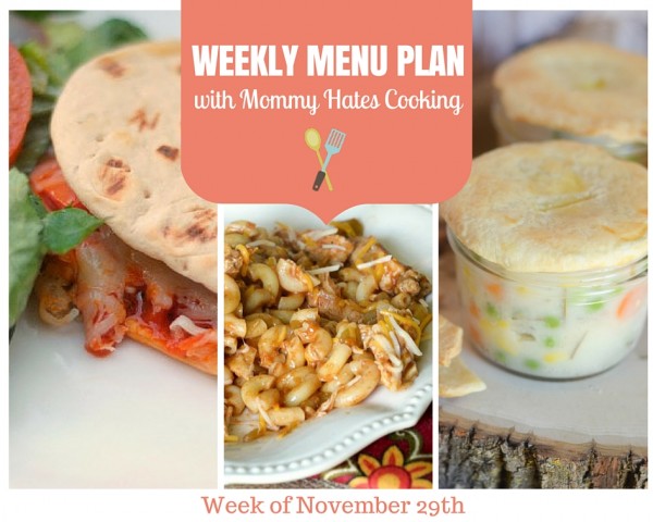 Weekly Menu Plan - Week of 11/29  - Plan out all your meals for the week with this menu!  Click through to see all the recipes.