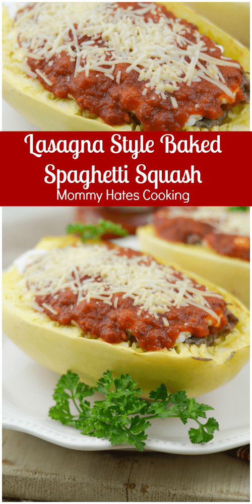 Lasagna Style Baked Spaghetti Squash #VivaBertolli #ad 