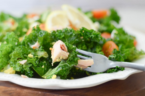 Lemon Tossed Kale Salad with Salmon #GoGortons #ad 