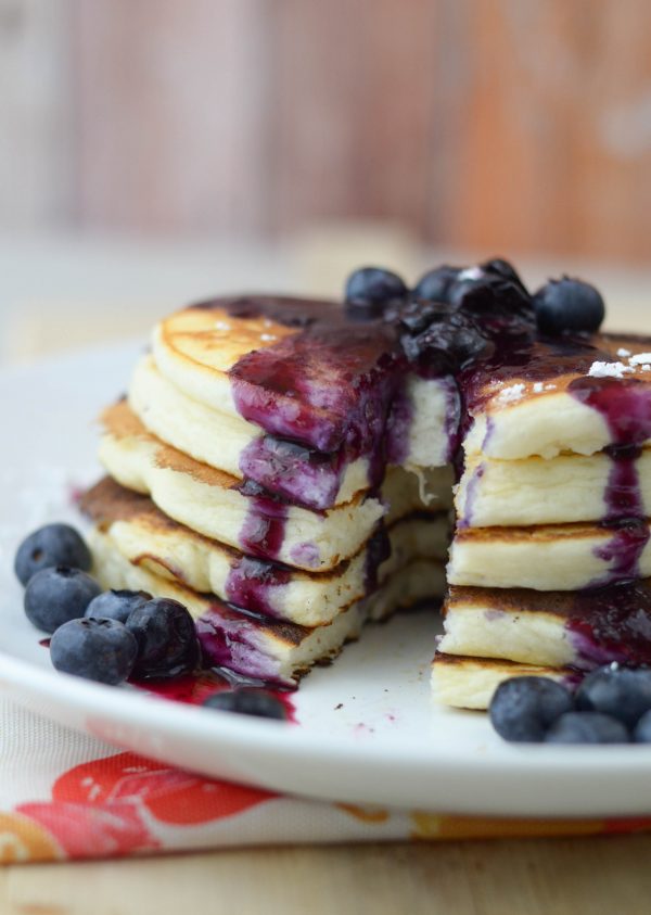 Buttermilk Pancakes with Blueberry Sauce