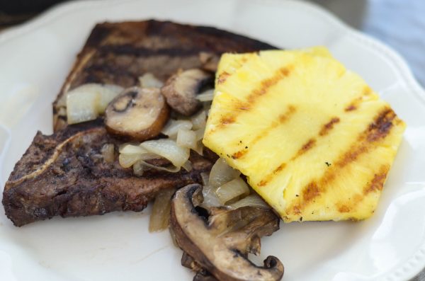 Mushroom Topped Steaks #JustAddDad #KCSteaks #Ad