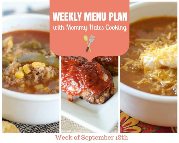 Weekly Menu Plan - Week of 9/18