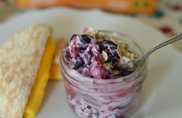 Yogurt Fruit Salad with Egg & Cheese Sandwiches AD