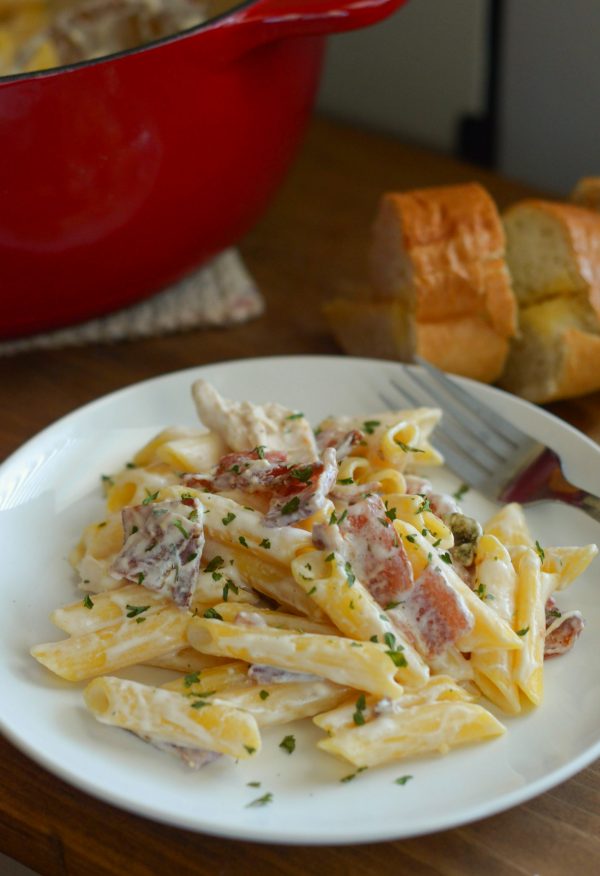 Penne Chicken Alfredo with Smoked Bacon - Mommy Hates Cooking