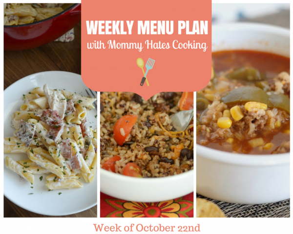 Weekly Menu Plan - Week of October 22nd