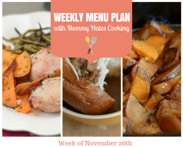 Weekly Menu Plan - Week of November 26th