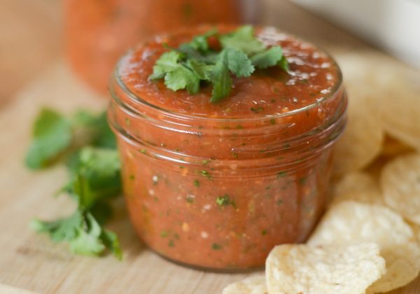 jar of restaurant style salsa