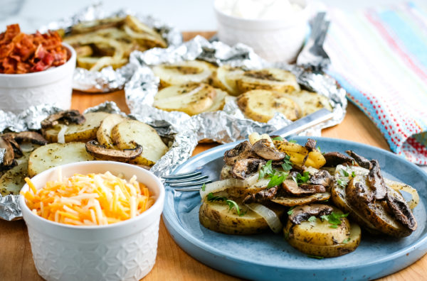 grilled potatoes in foil