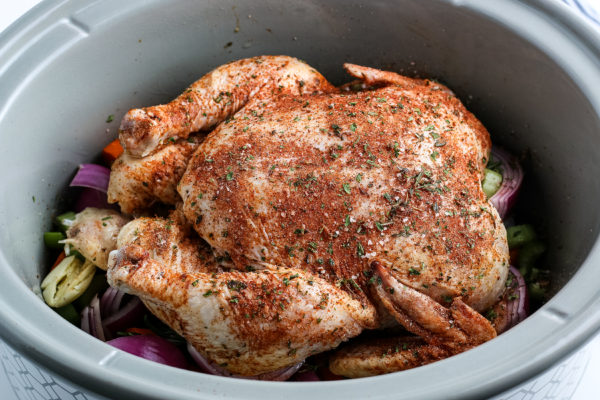 Simple Crockpot Whole Chicken
