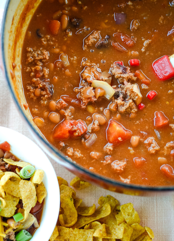pellet grill smoked chili over the top