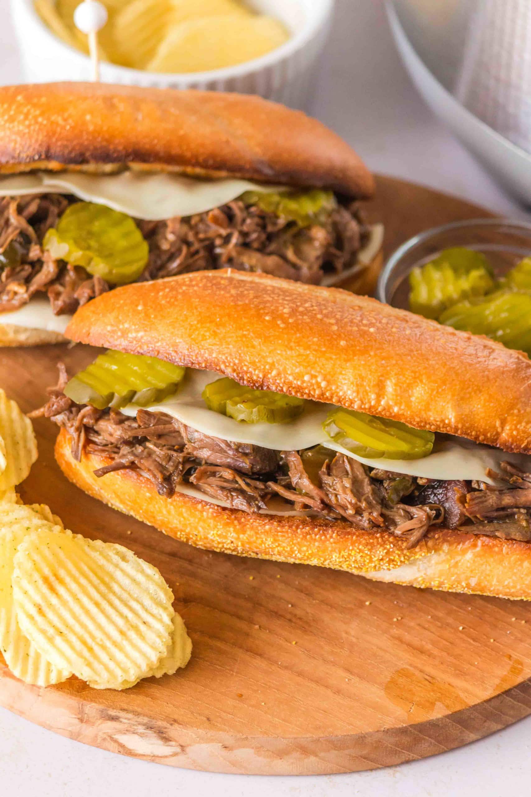 Slow Cooker Dill Roast Beef Sandwiches (Pickle Sandwiches)