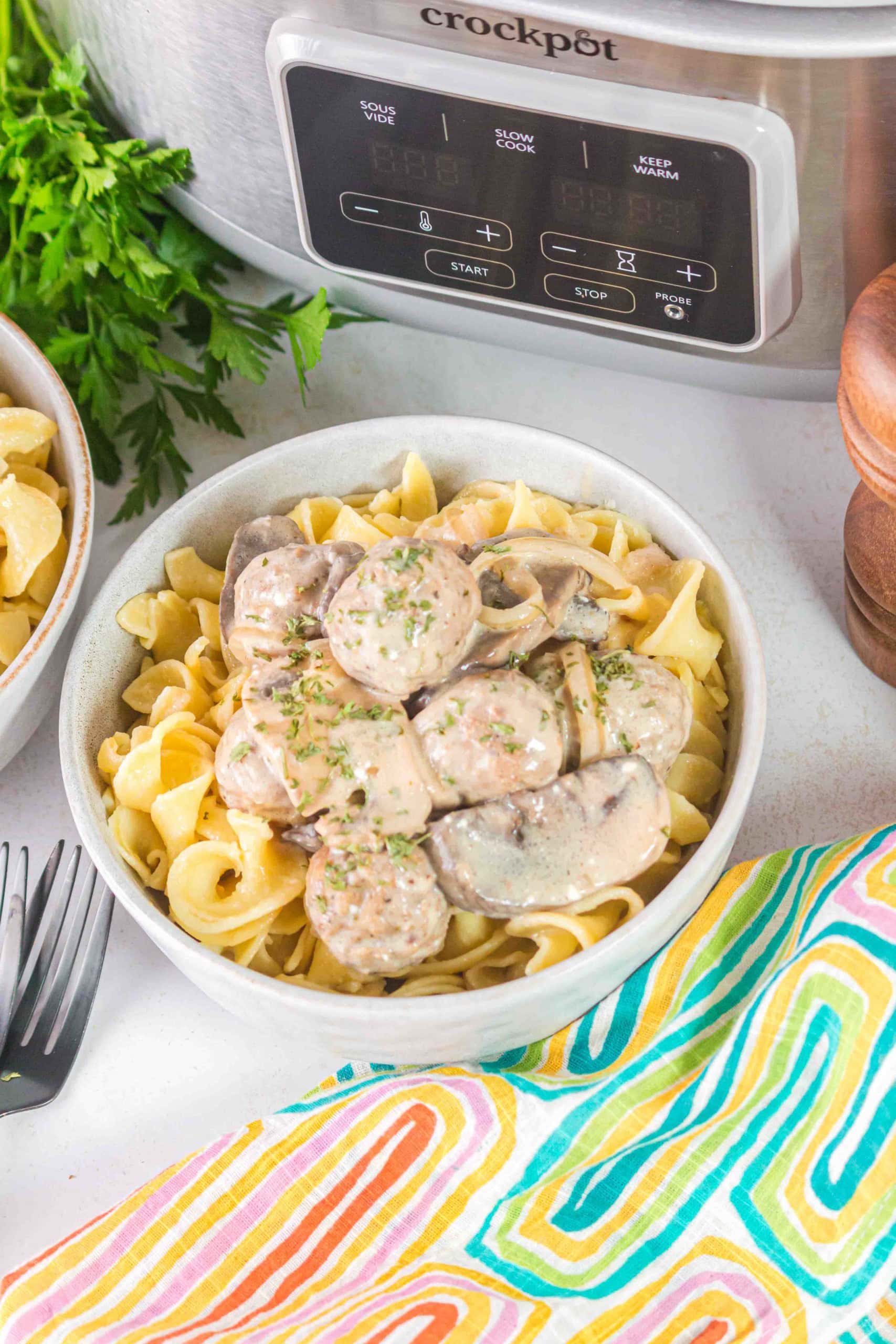 Gluten-Free Slow Cooker Meatball Stroganoff