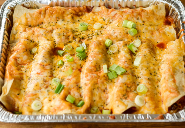 pellet grill smoked enchiladas plated to serve