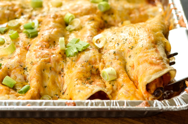pellet grill smoked enchiladas plated to serve