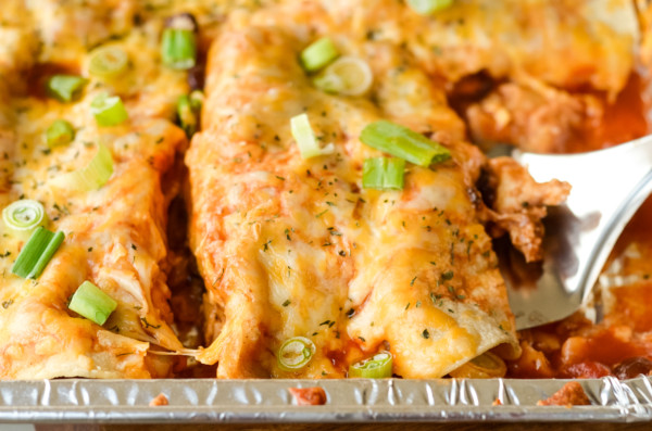 pellet grill smoked enchiladas plated to serve