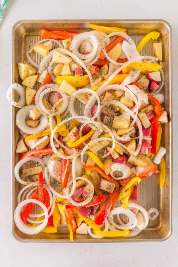 sheet pan baked italian sausage gluten free vegetables