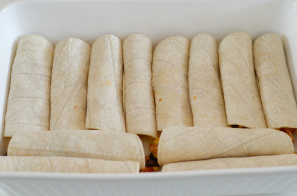 corn enchiladas process shot